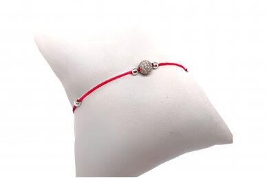 Pink thread bracelet with zircon bubble and silver details AP0000900150 1