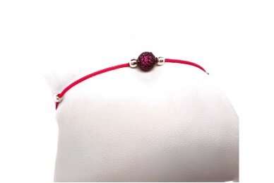 Pink thread bracelet with zircon bubble and silver details AP0000900150 3