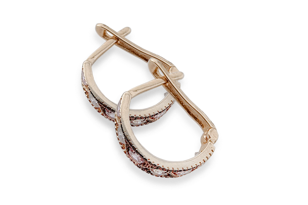 Golden earrings with Zircons 2 Golden earrings with Zircons 2