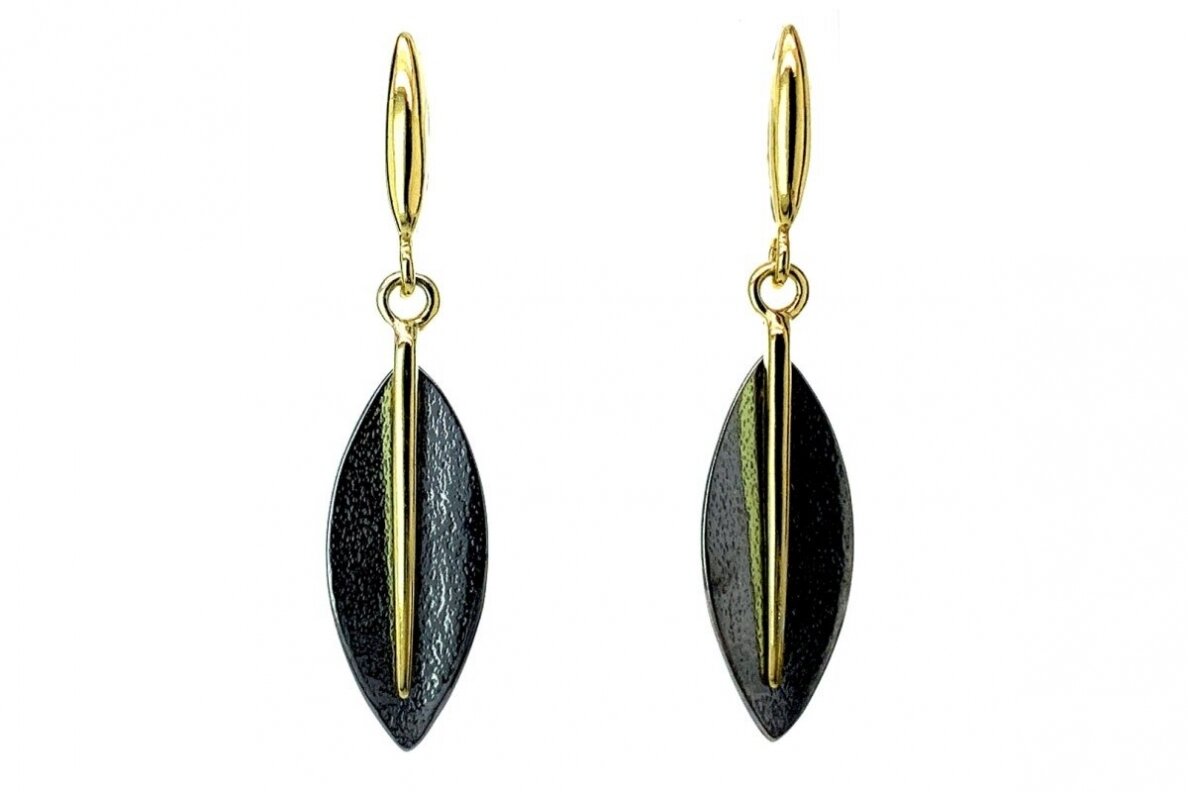 Oxidised Silver Earrings with Gold Plated Elements