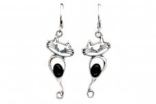 Cat earrings with black onyx