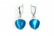 Earrings with synthetic stone with cat's eye effect A2090300820