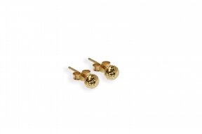 Gold stud earrings with engraving AU19524