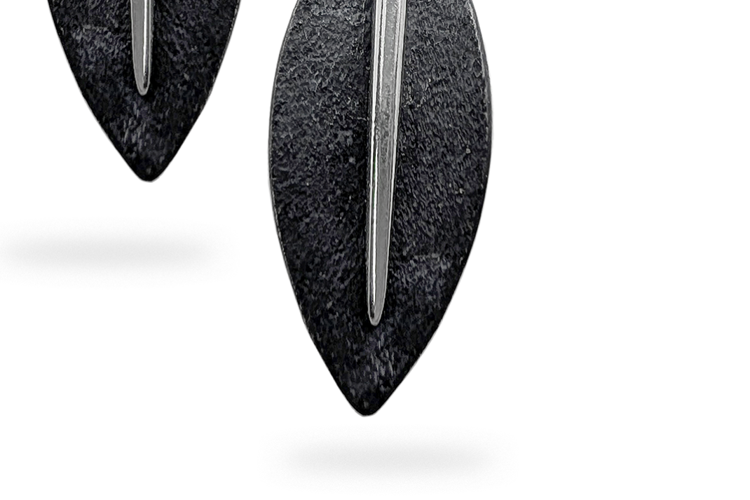 Silver oxidized earrings - Leaves 2 Silver oxidized earrings - Leaves 2