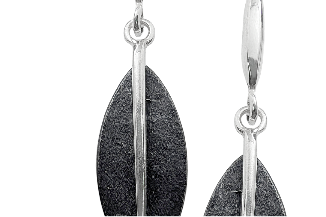 Silver oxidized earrings - Leaves 3 Silver oxidized earrings - Leaves 3