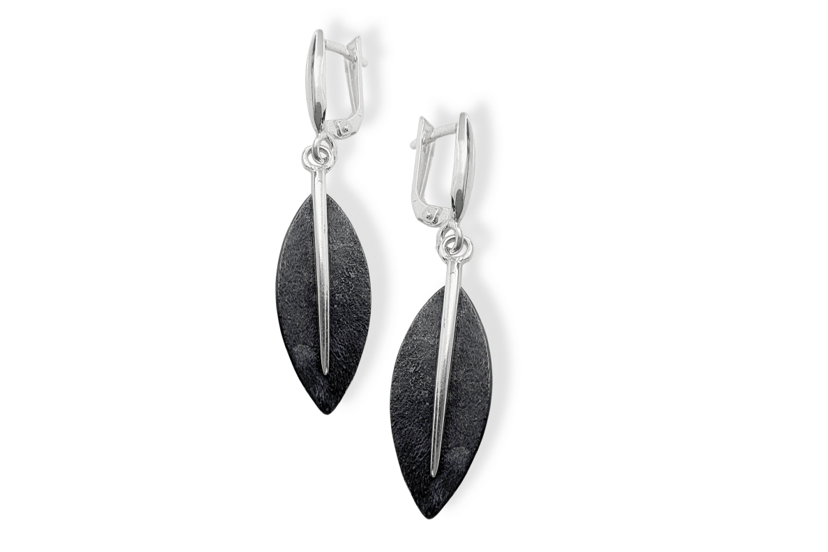 Silver oxidized earrings - Leaves 1 Silver oxidized earrings - Leaves 1