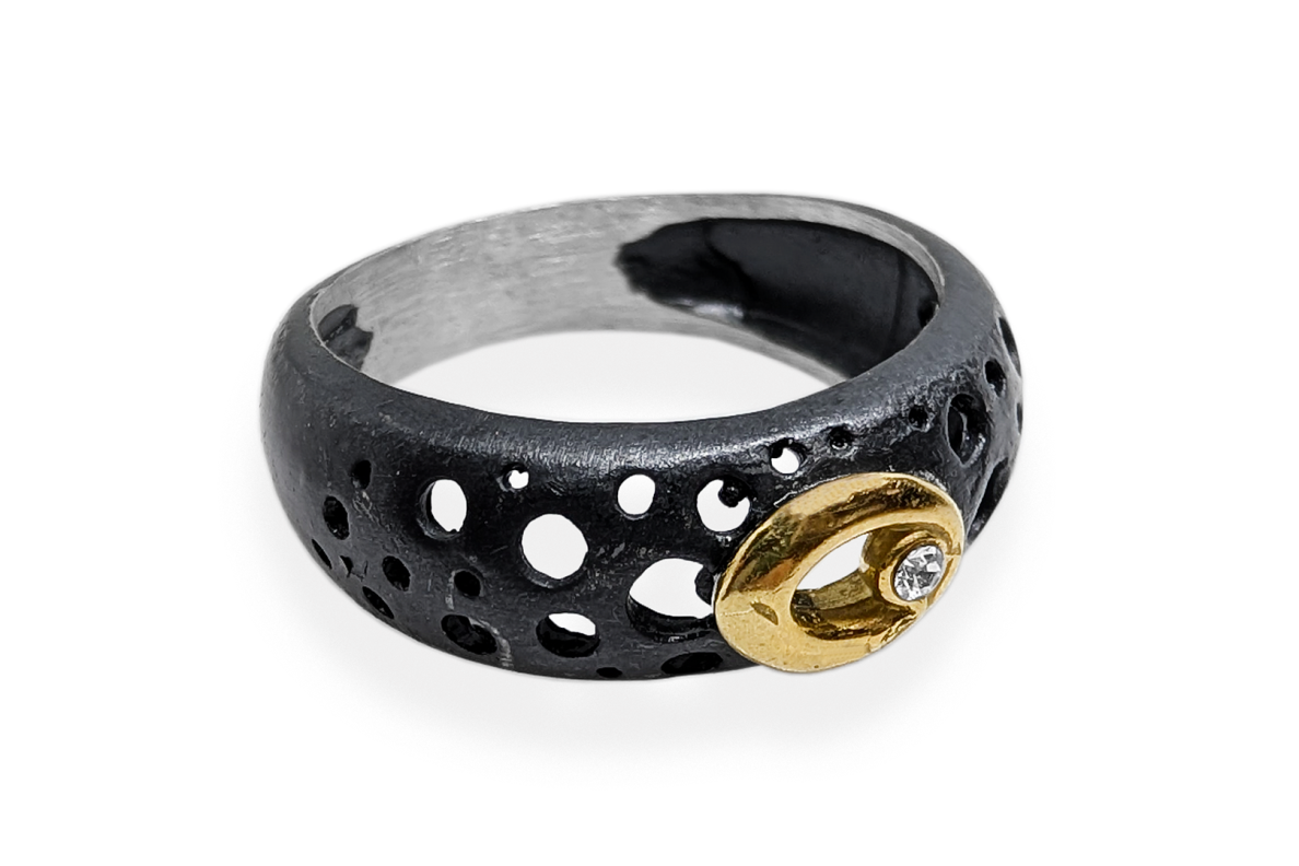 Oxidized silver ring with Zircon 2 Oxidized silver ring with Zircon 2