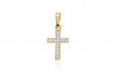 Pendant cross with diamonds Red gold