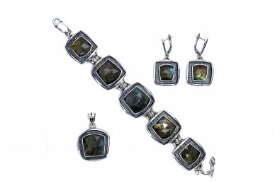 Labradorite Bracelet, Pendant & Earrings Set 1