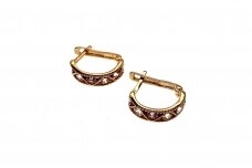 Gold Earrings with white and pink zircons A46010758