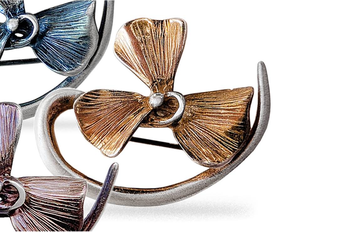 Silver brooch - Leaves 1