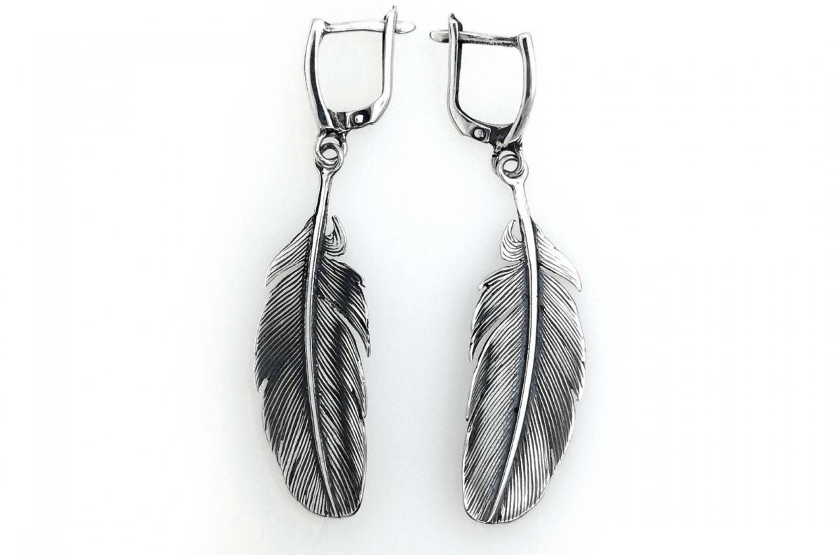 Silver Feather Earrings A3144400590 2