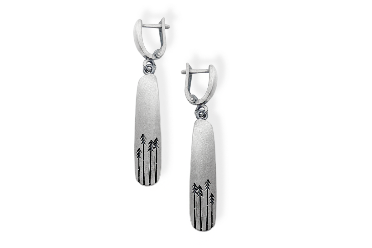 Silver earrings - Fir trees 1