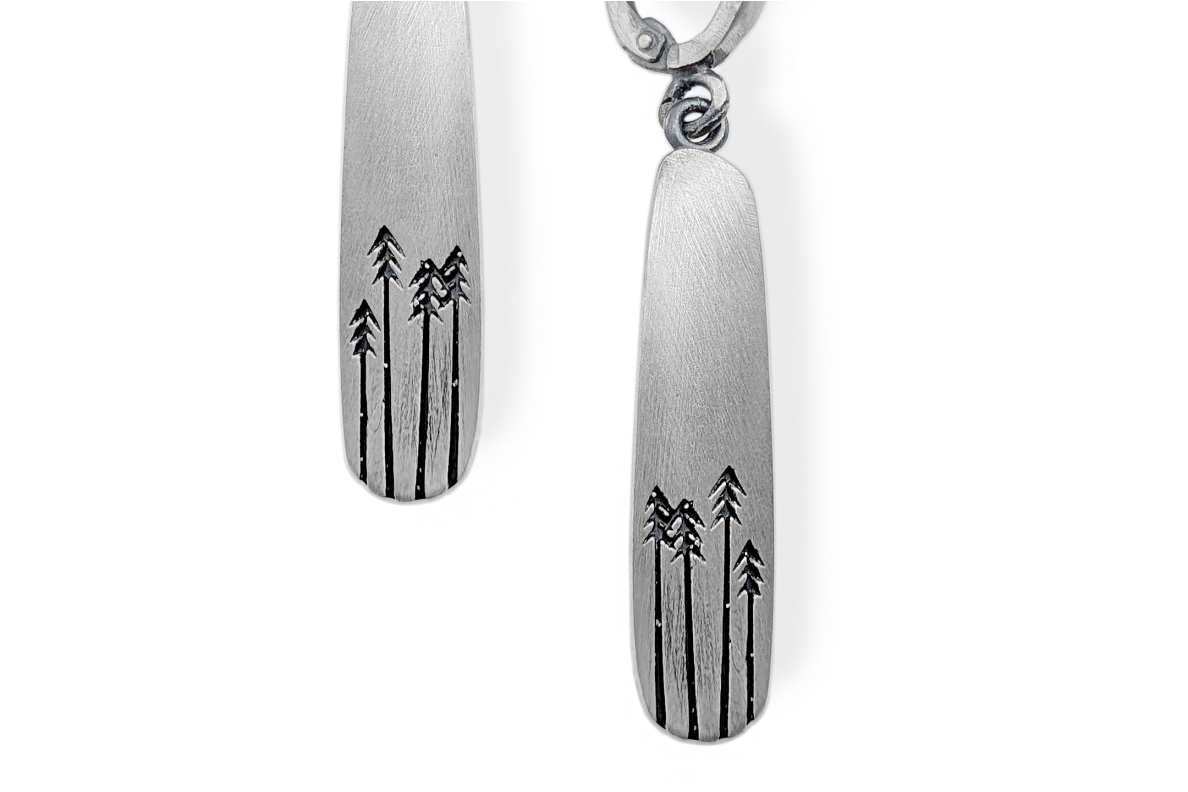 Silver earrings - Fir trees 2