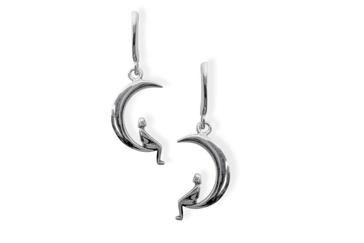 Silver earrings - Moon man Silver earrings - Moon man