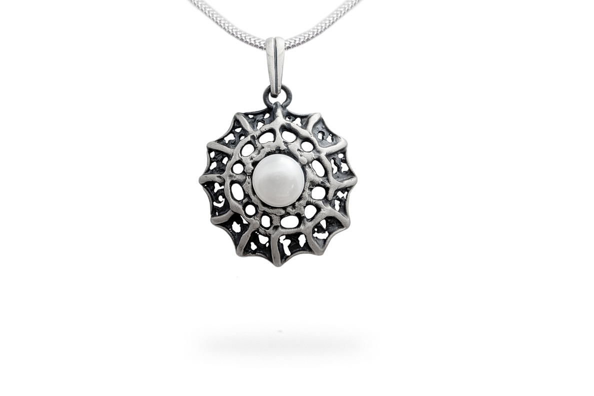 Silver pendant - Spider Web