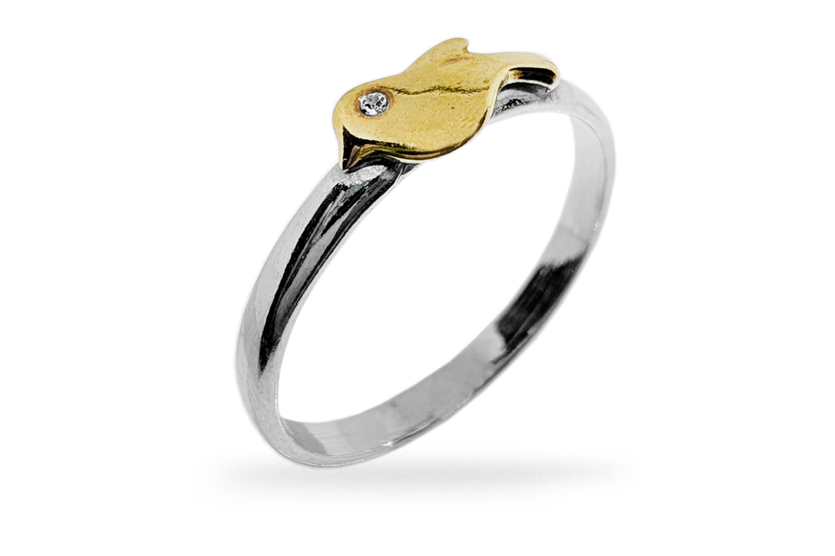 Silver ring - Golden bird Silver ring - Golden bird