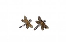 Silver earrings - Gilded dragonflies AU3770800230