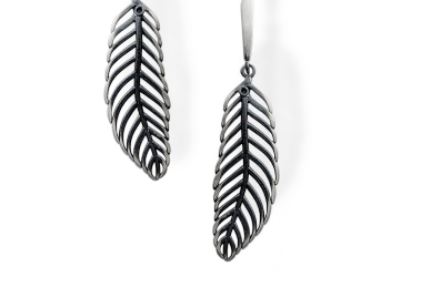 Silver earrings - Feathers 2