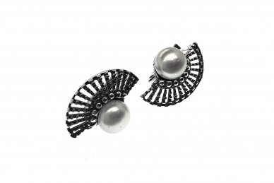 Silver earrings with pearls AU0000400490 1