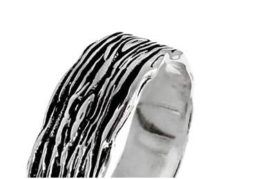 Silver ring - Tree bark Ž0000350530 2 Silver ring - Tree bark Ž0000350530 2