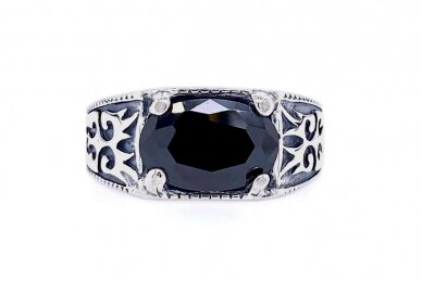 Sterling silver ring with Black Cubic Zirconia 1
