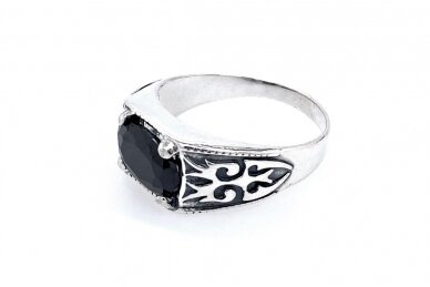 Sterling silver ring with Black Cubic Zirconia
