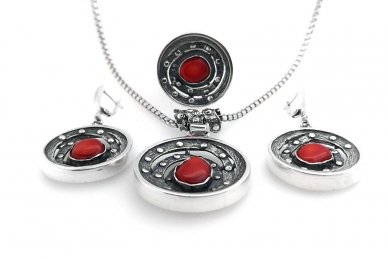 Coral Sterling Silver Set 1