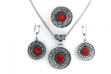 Coral Sterling Silver Set