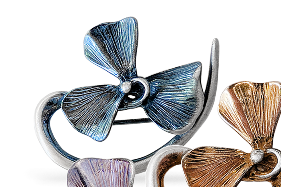 Silver brooch - Leaves 2