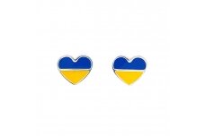 Ukrainos vėliavos spalvų širdelės formos auskariukai