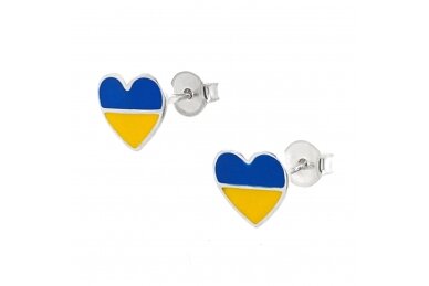 Ukrainos vėliavos spalvų širdelės formos auskariukai 2