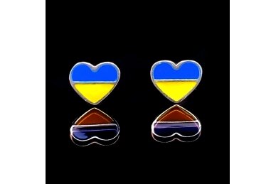 Ukrainos vėliavos spalvų širdelės formos auskariukai