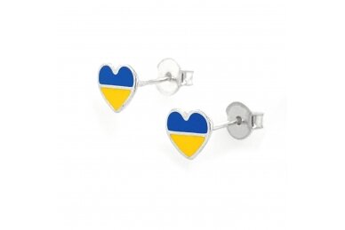 Heart Shape Earrings Ukraine Flag Colors 2