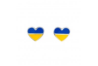 Heart Shape Earrings Ukraine Flag Colors