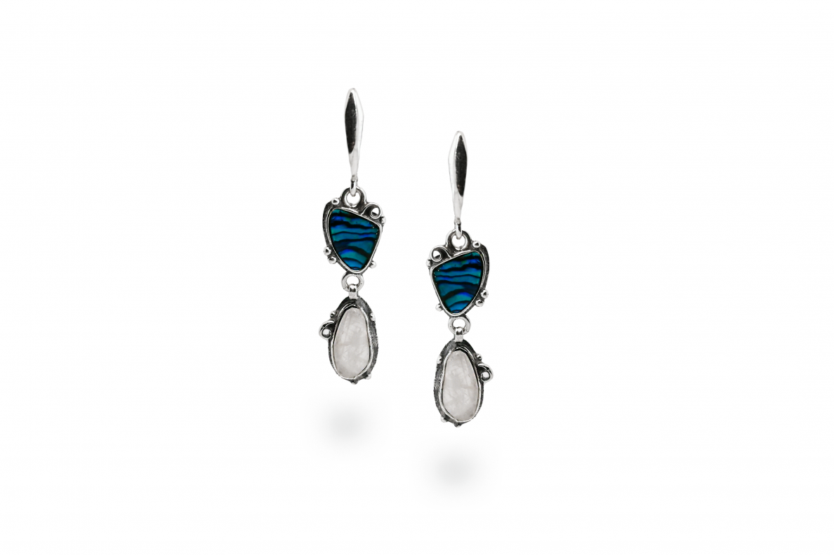 Exclusive earrings with Mother of Pearl and Quartz Exclusive earrings with Mother of Pearl and Quartz