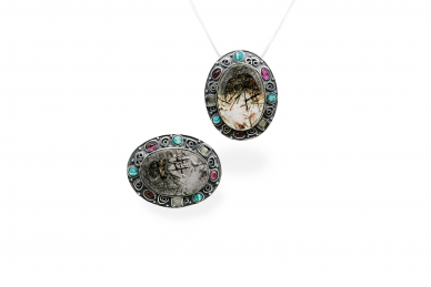 Exclusive pendant (brooch) with various gemstones Exclusive pendant (brooch) with various gemstones
