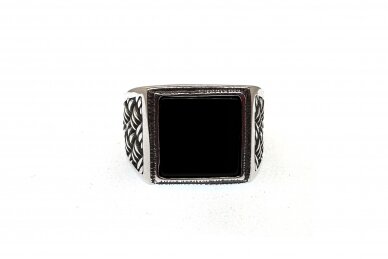 Silver ring for man with Onyx Ž0000351180 1