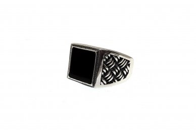 Silver ring for man with Onyx Ž0000351180