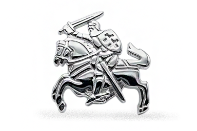 Sterling silver badge "Vytis" threaded